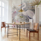 Bright Heron Pond Illustration Wall Mural