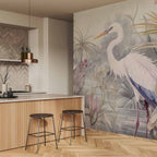 Bright Heron Pond Illustration Wall Mural