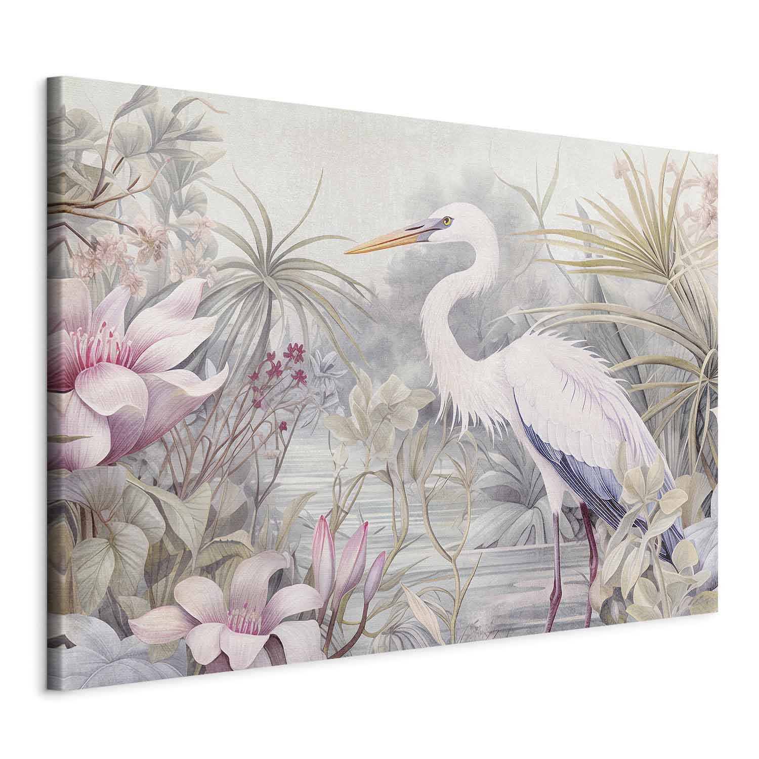 Bright Heron Pond Illustration DIY Large Canvas Print