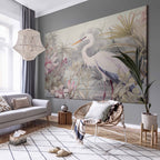 Bright Heron Pond Illustration DIY Large Canvas Print