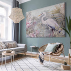 Bright Heron Pond Illustration DIY Large Canvas Print