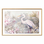 Heron Wading Pond Light Color Illustration Poster