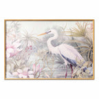 Heron Wading Pond Light Color Illustration Poster