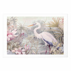 Heron Wading Pond Light Color Illustration Poster