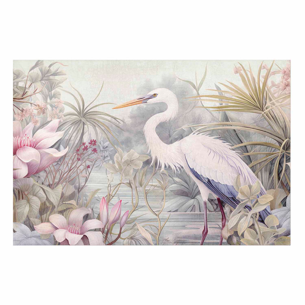 Heron Wading Pond Light Color Illustration Poster