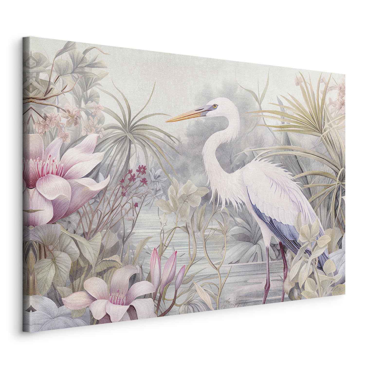Bright Heron Pond Illustration Canvas Print
