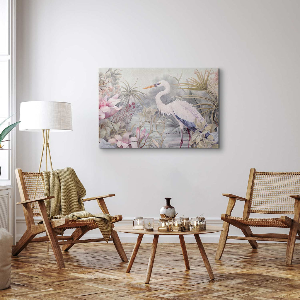 Bright Heron Pond Illustration Canvas Print