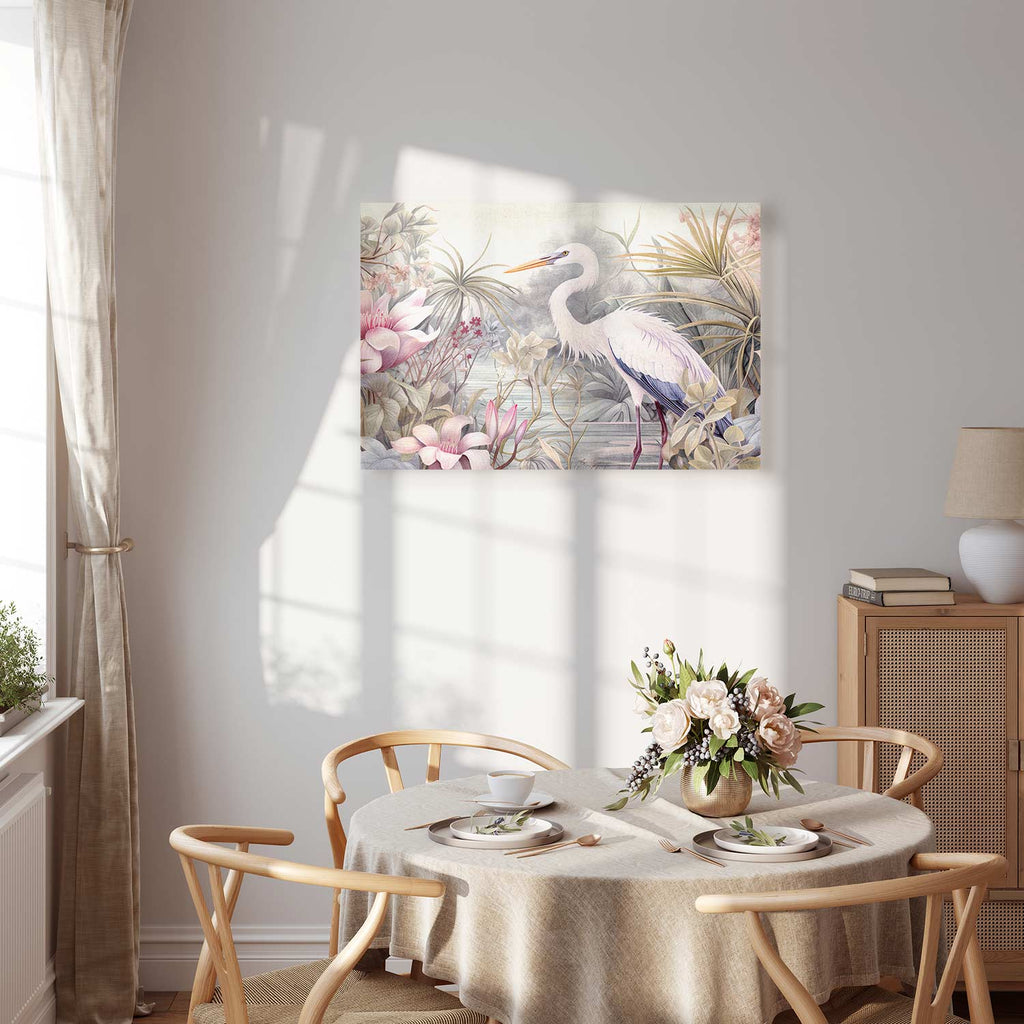 Bright Heron Pond Illustration Canvas Print