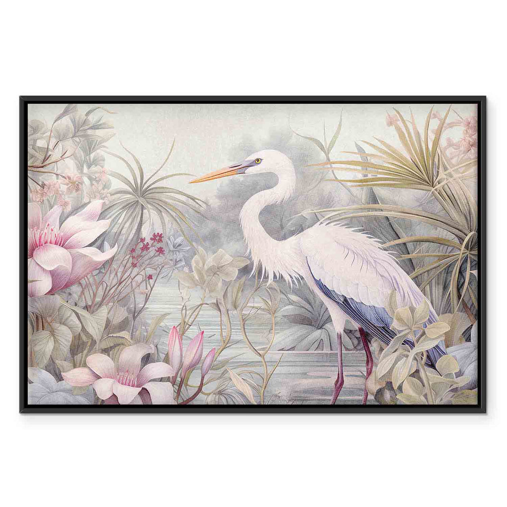 Bright Heron Pond Illustration Canvas Print