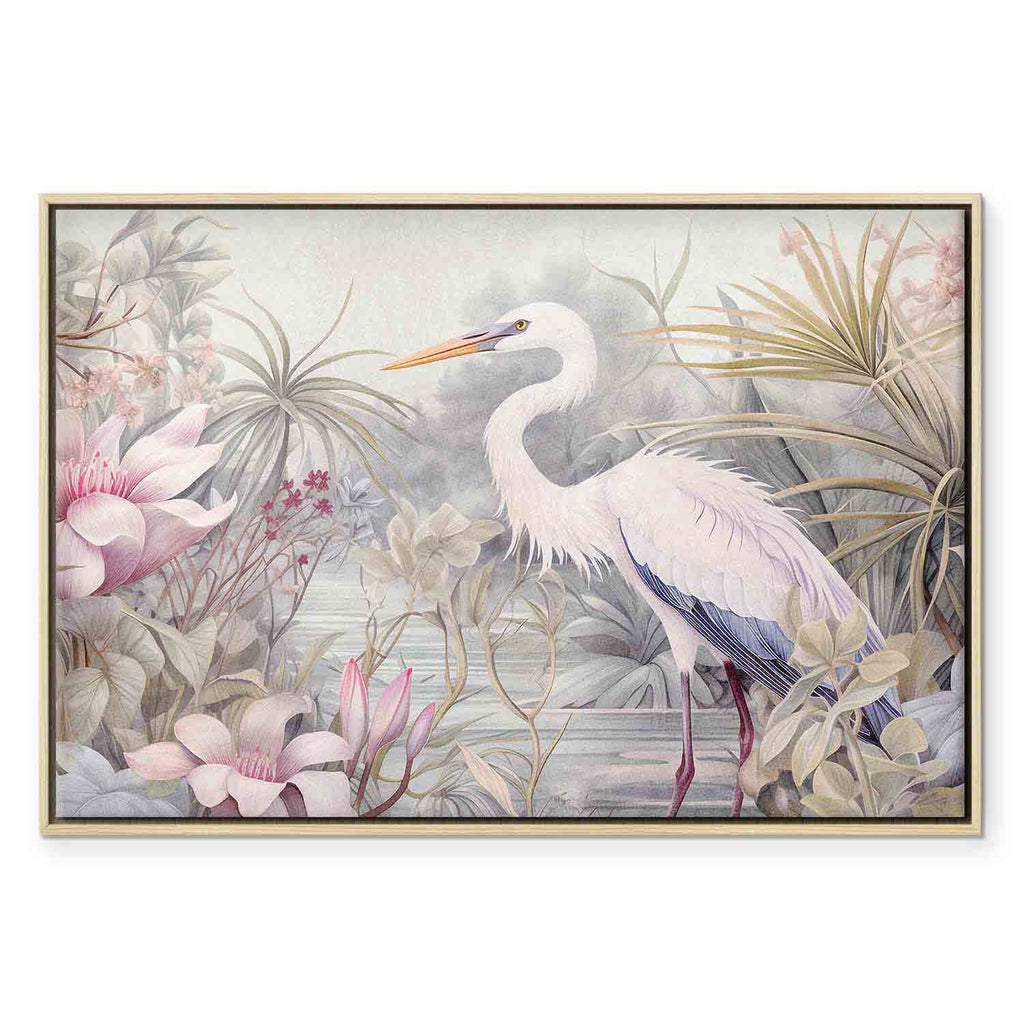 Bright Heron Pond Illustration Canvas Print