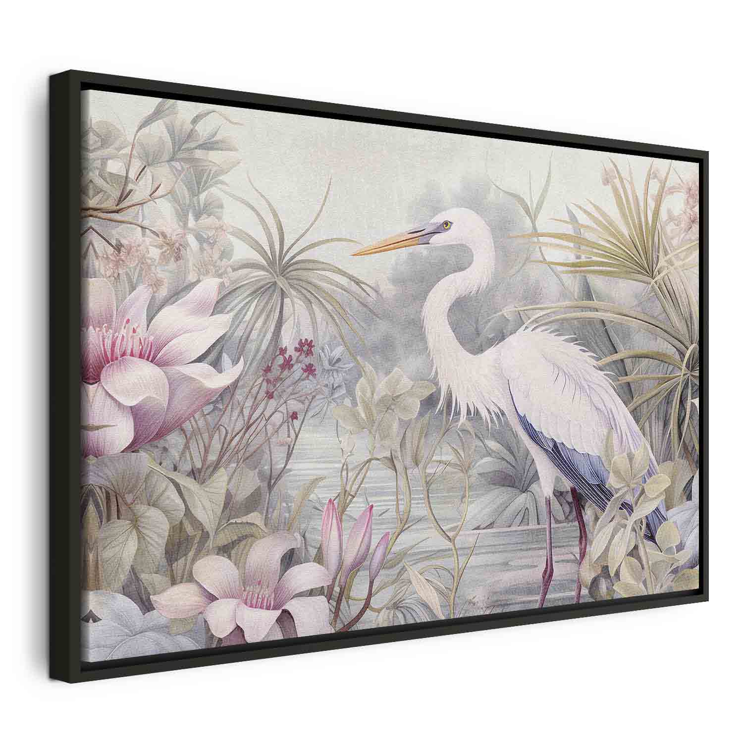 Bright Heron Pond Illustration Canvas Print