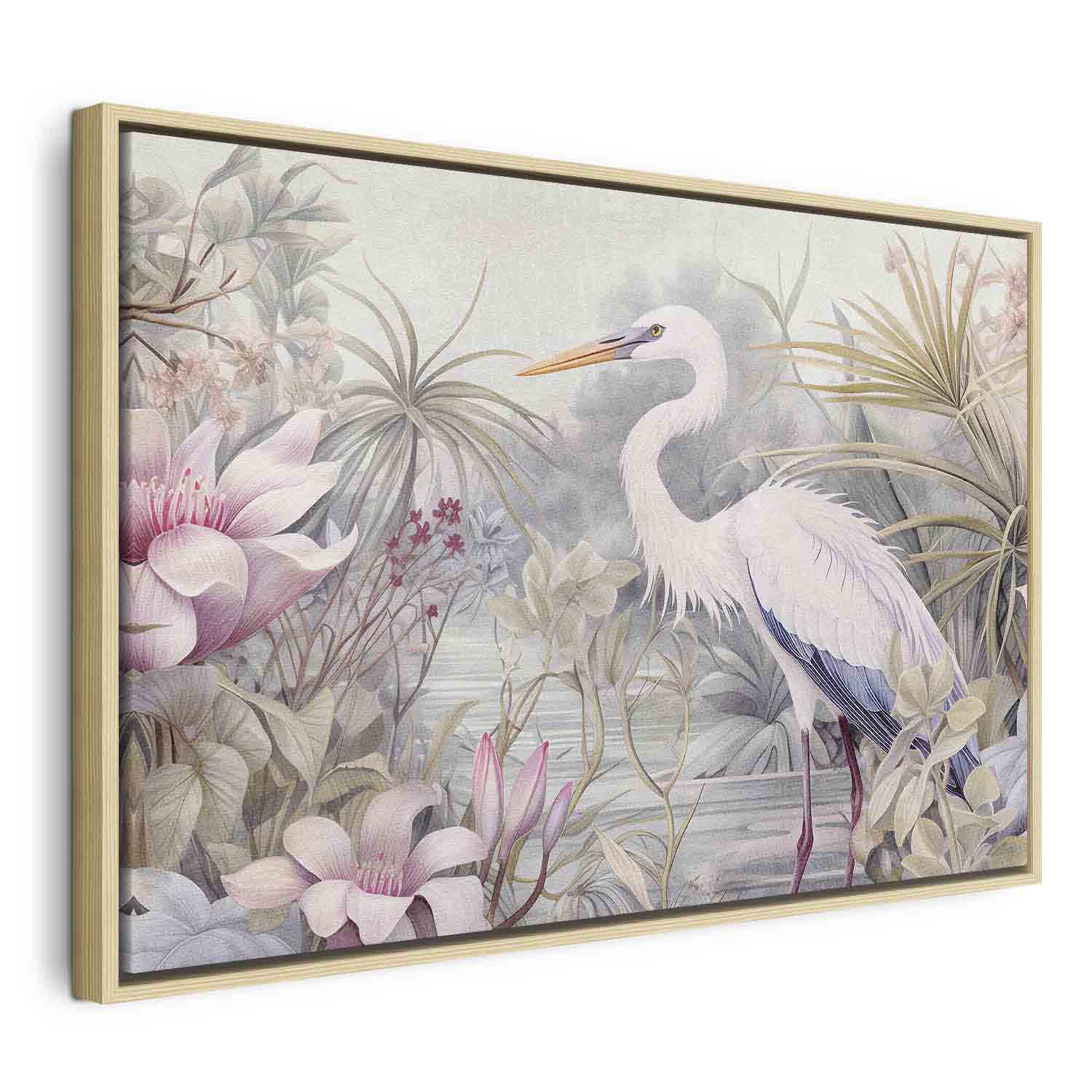 Bright Heron Pond Illustration Canvas Print