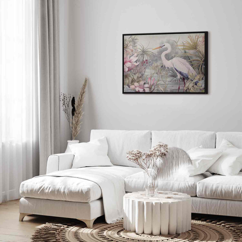 Bright Heron Pond Illustration Canvas Print