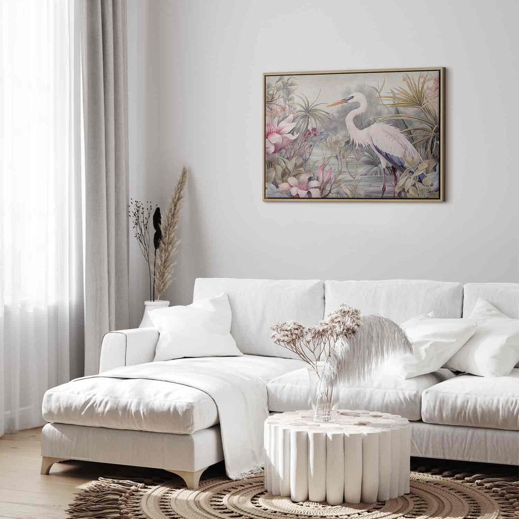 Bright Heron Pond Illustration Canvas Print