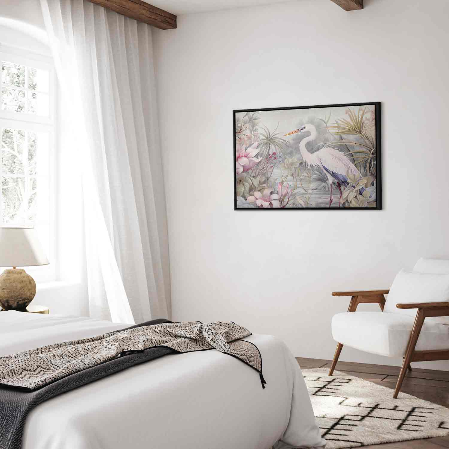 Bright Heron Pond Illustration Canvas Print