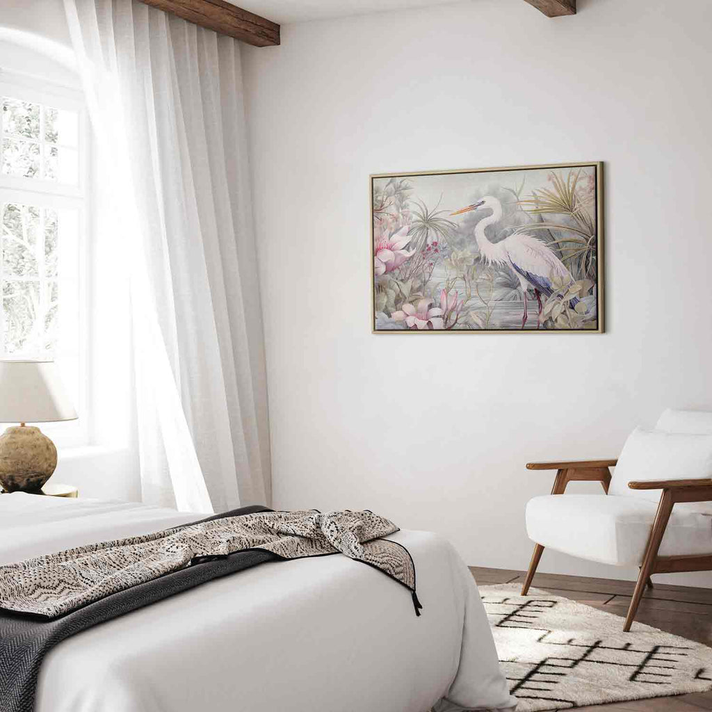 Bright Heron Pond Illustration Canvas Print