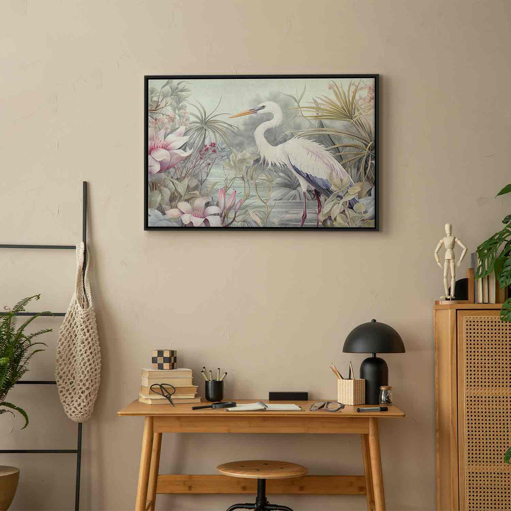 Bright Heron Pond Illustration Canvas Print