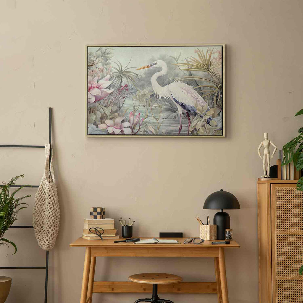 Bright Heron Pond Illustration Canvas Print