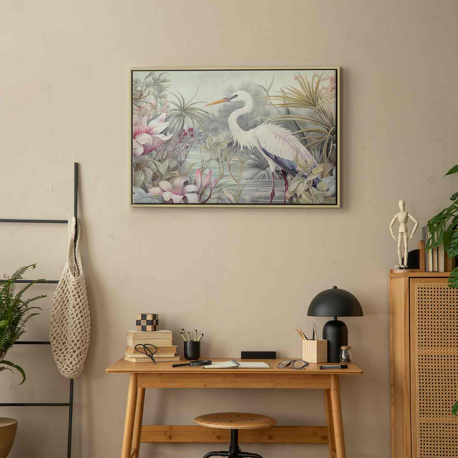 Bright Heron Pond Illustration Canvas Print