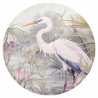 Bright Heron Pond Illustration Round Wall Mural