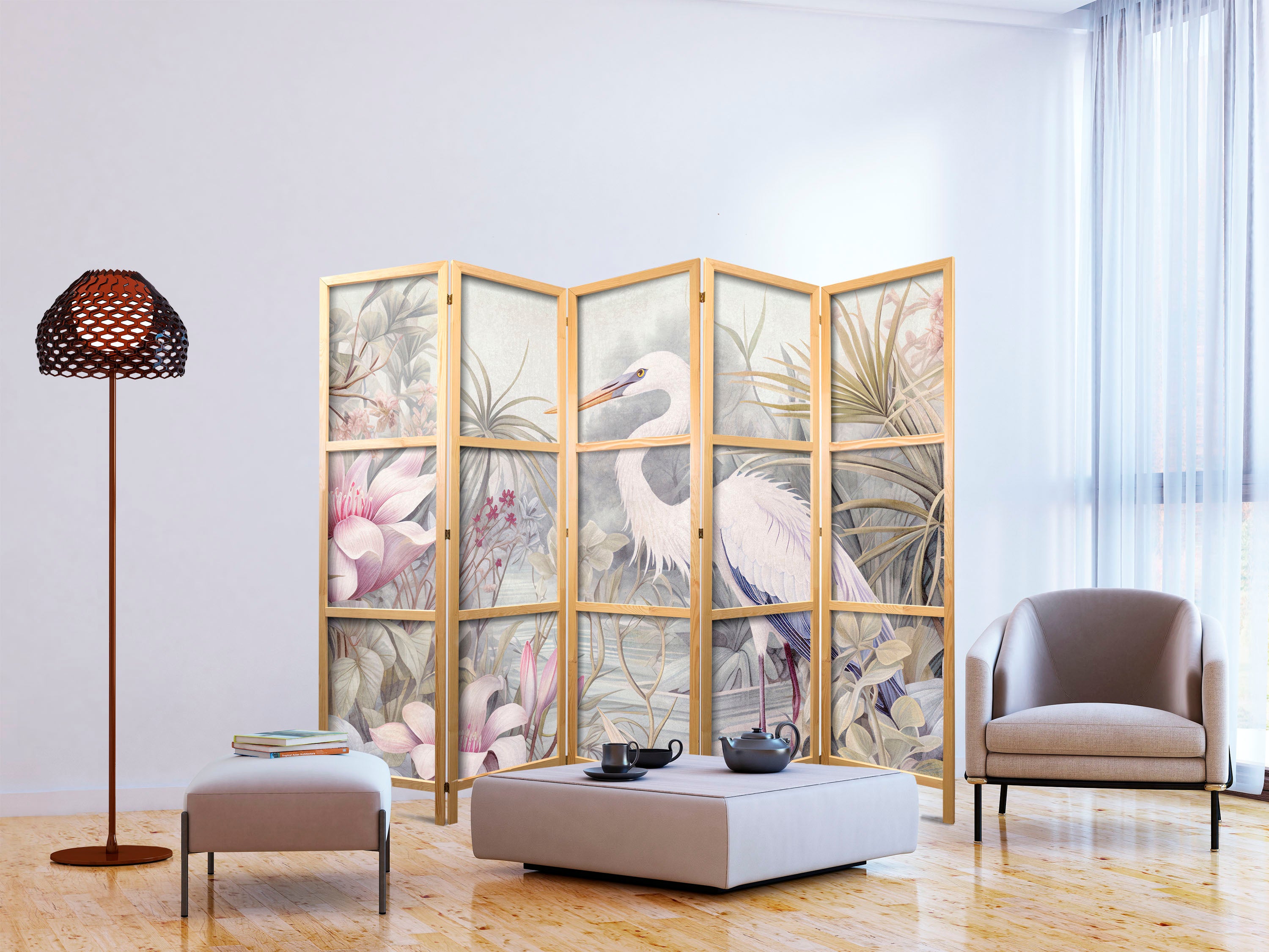 Heron Pond Multicolor 5-Panel Japanese Room Divider
