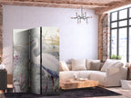 Heron Pond Illustration Multicolor 3-Panel Japanese Room Divider