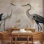 Vintage Heron and Crane Birds Wall Mural