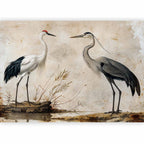 Vintage Heron and Crane Birds Wall Mural