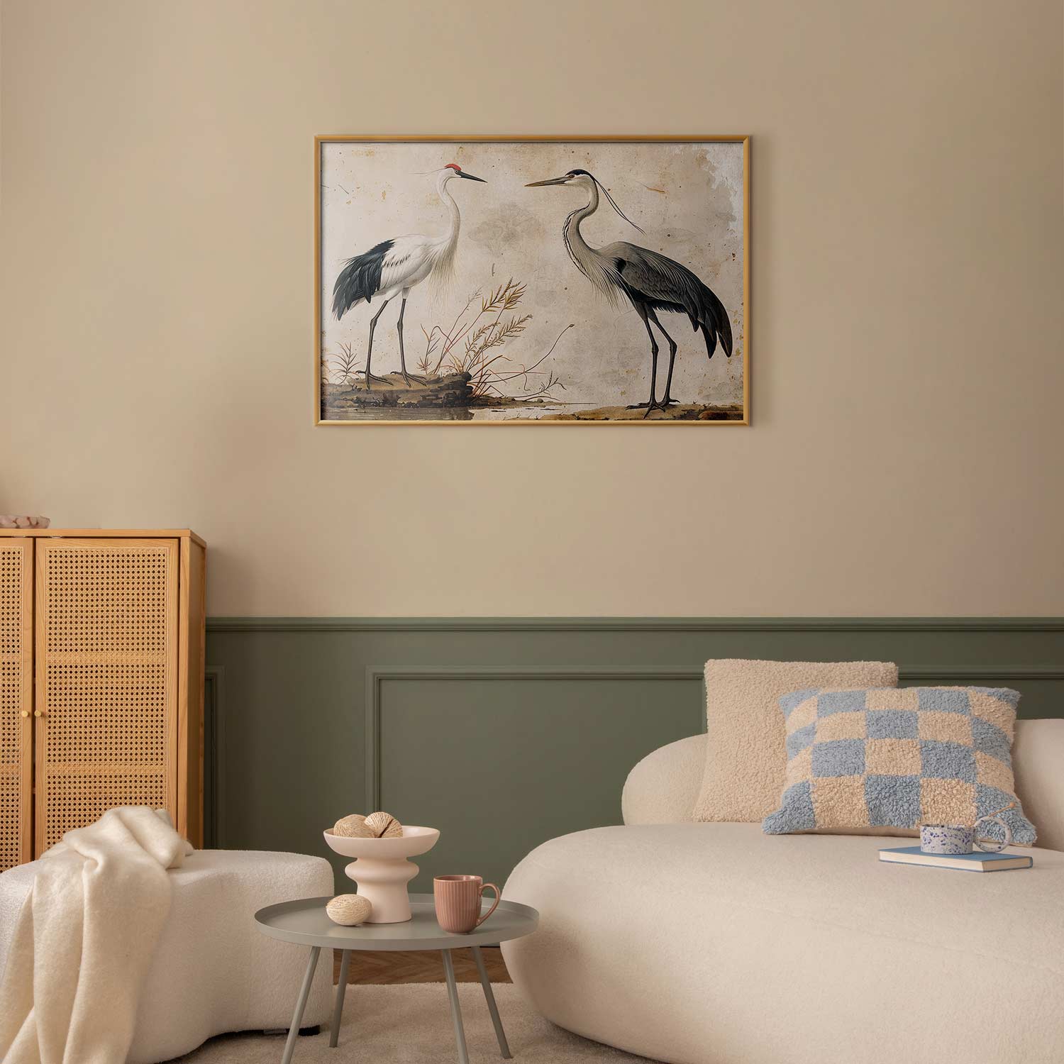 Vintage Heron and Crane Illustration Poster