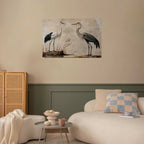 Vintage Heron and Crane Illustration Poster