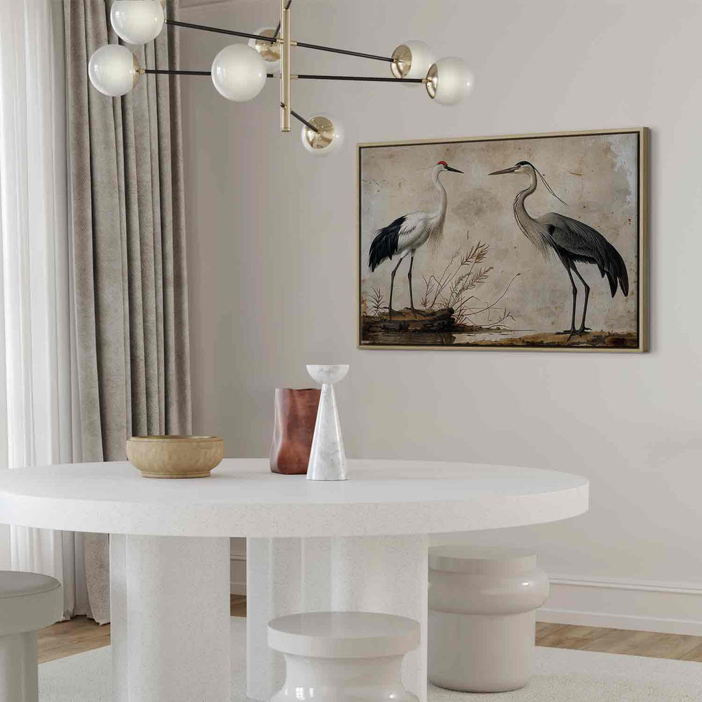 Vintage Heron and Crane Birds Canvas Print