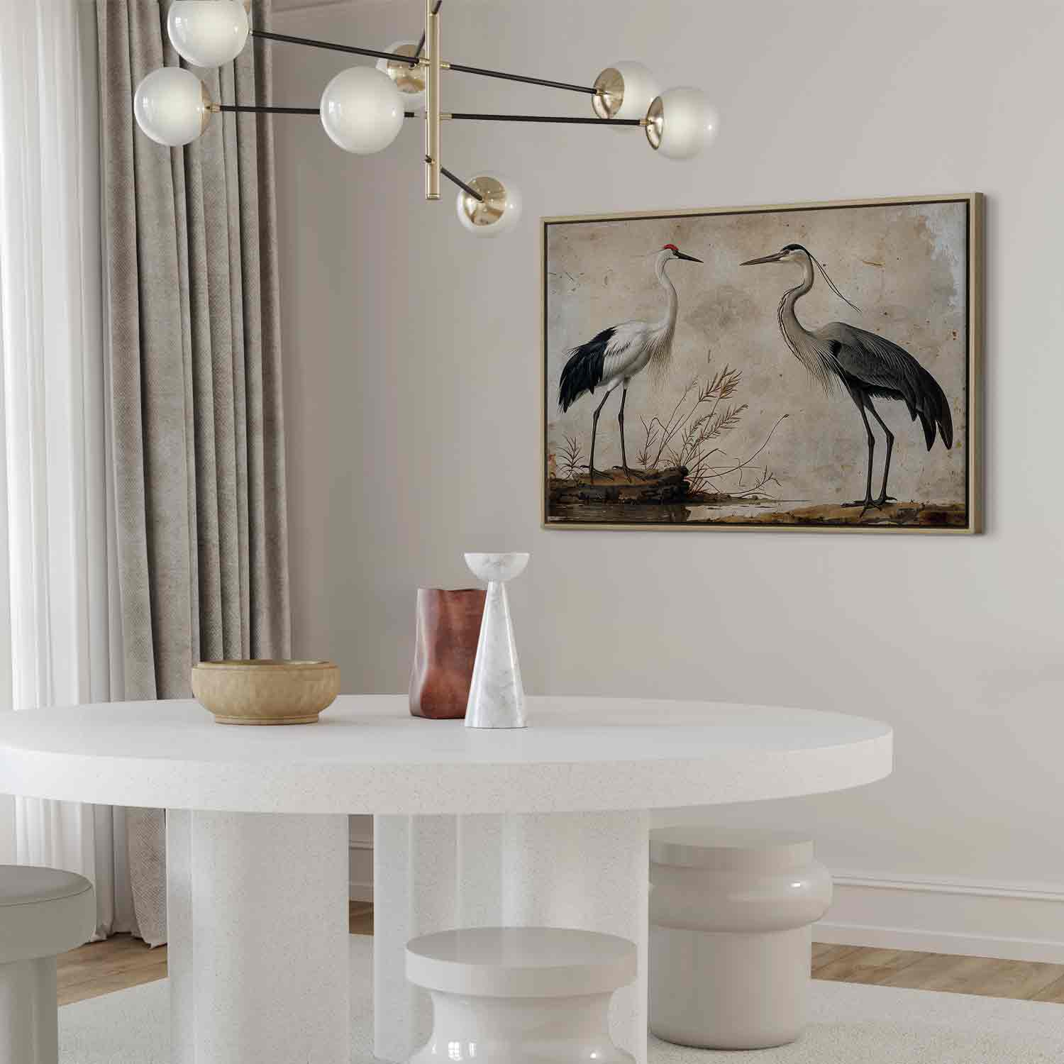 Vintage Heron and Crane Birds Canvas Print