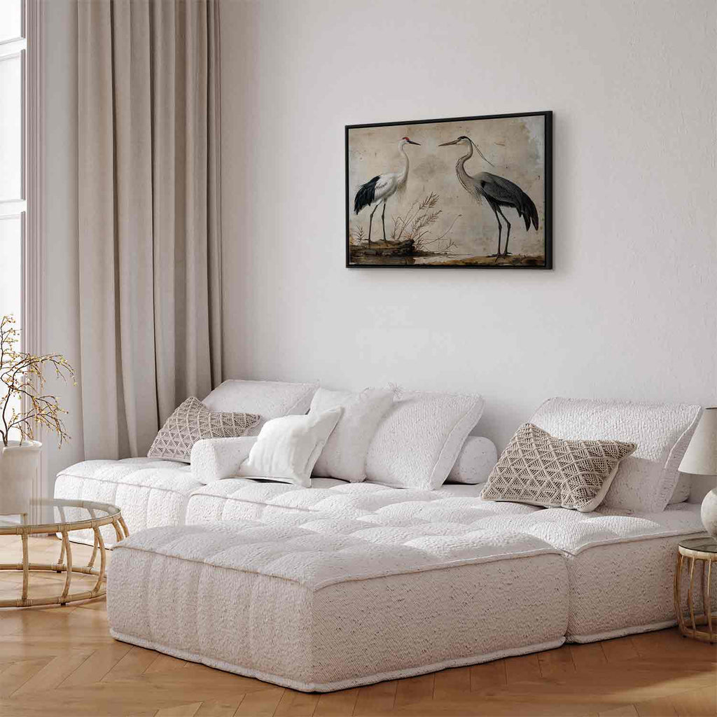 Vintage Heron and Crane Birds Canvas Print