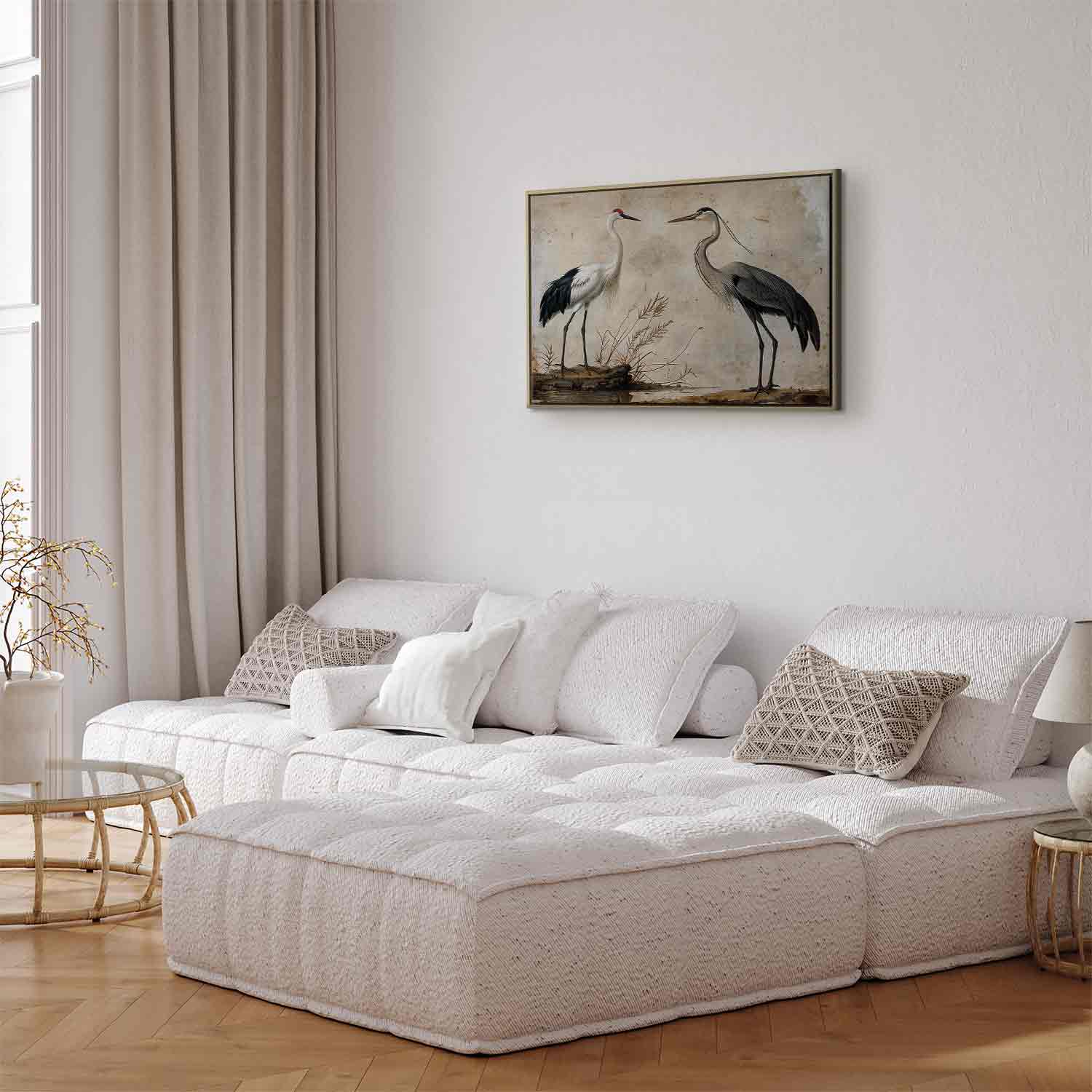 Vintage Heron and Crane Birds Canvas Print