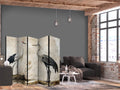 Vintage Heron and Crane 5-Panel Japanese Room Divider