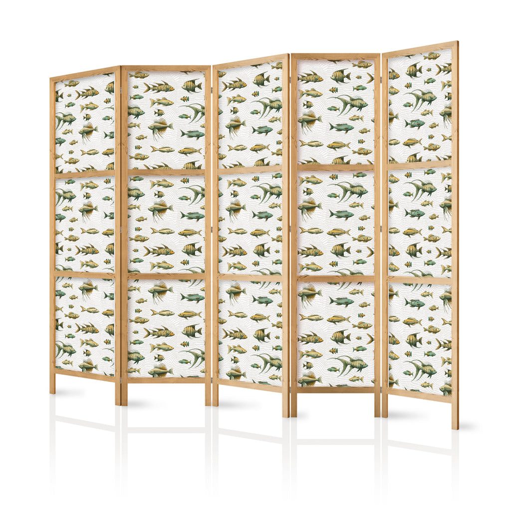 Japanese Room Divider - Fish in Beige Tones