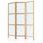 Japanese Room Divider - Blue Fish on White-Blue Background