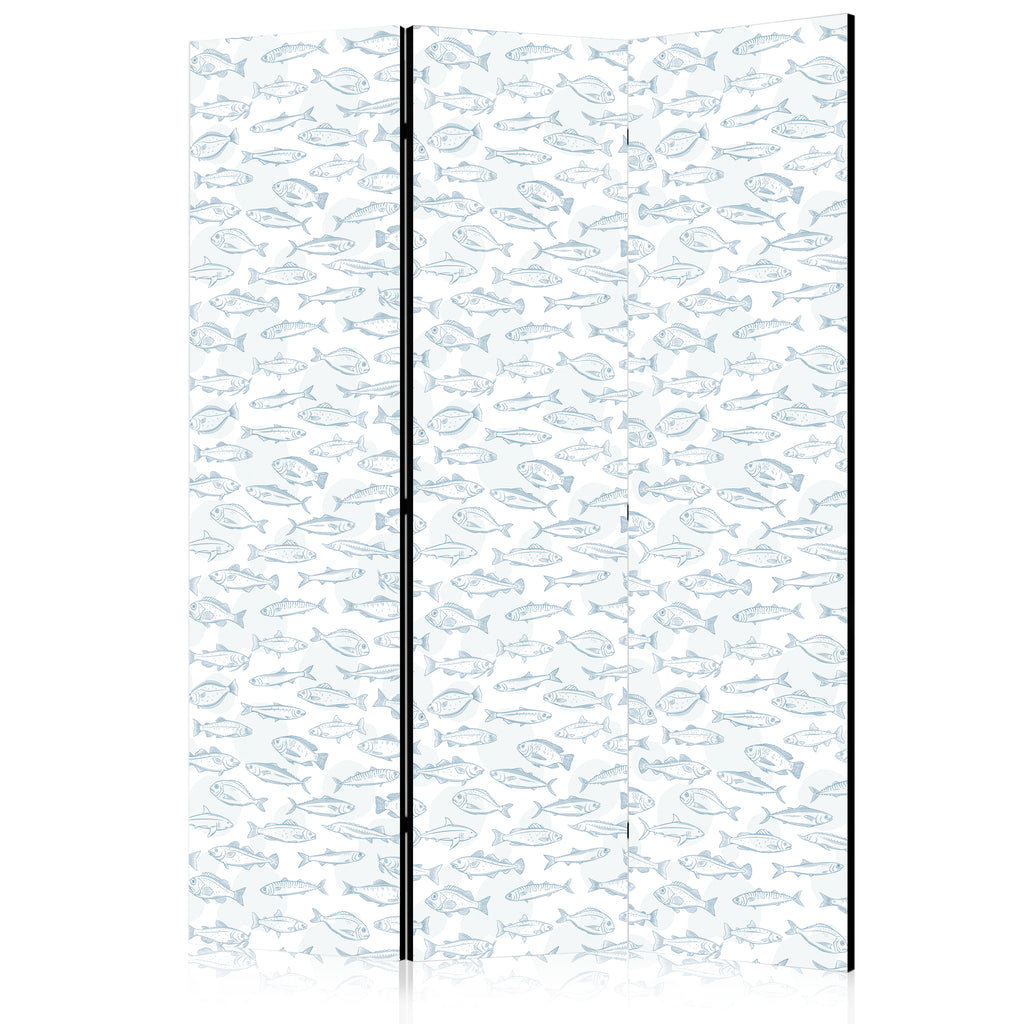 Room Divider - Blue Fish on White-Blue Backdrop