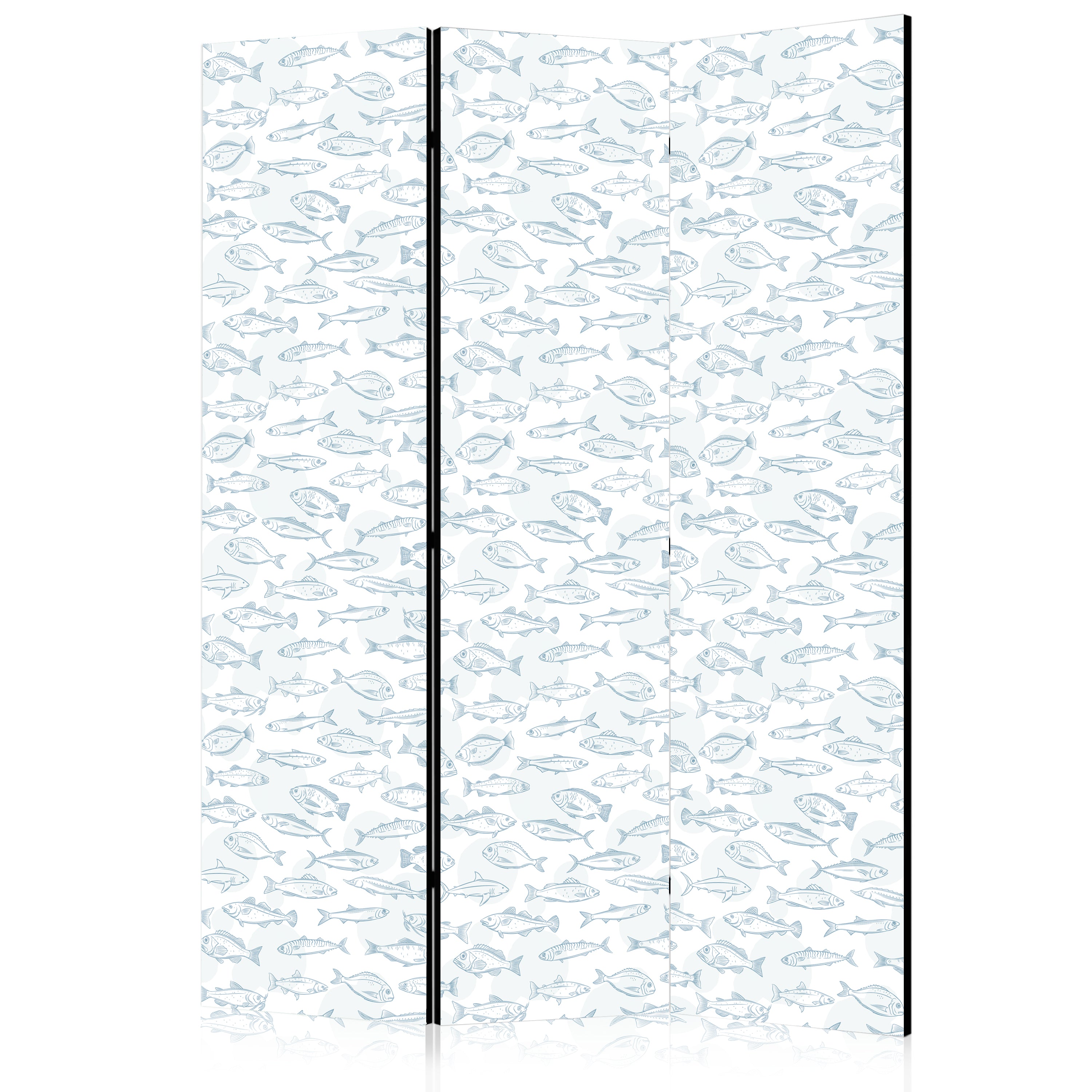 Room Divider - Blue Fish on White-Blue Backdrop