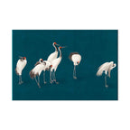Pastel Cranes Dark Turquoise DIY Large Canvas Print