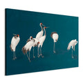 Pastel Cranes Dark Turquoise DIY Large Canvas Print