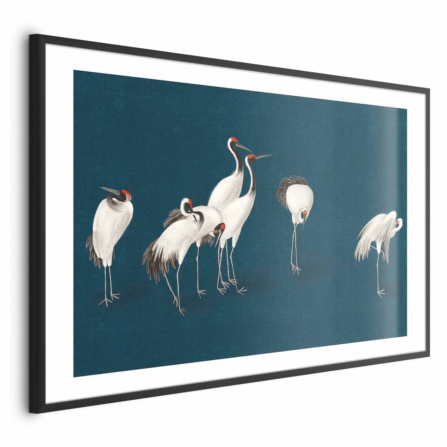 Pastel Cranes Dark Turquoise Poster