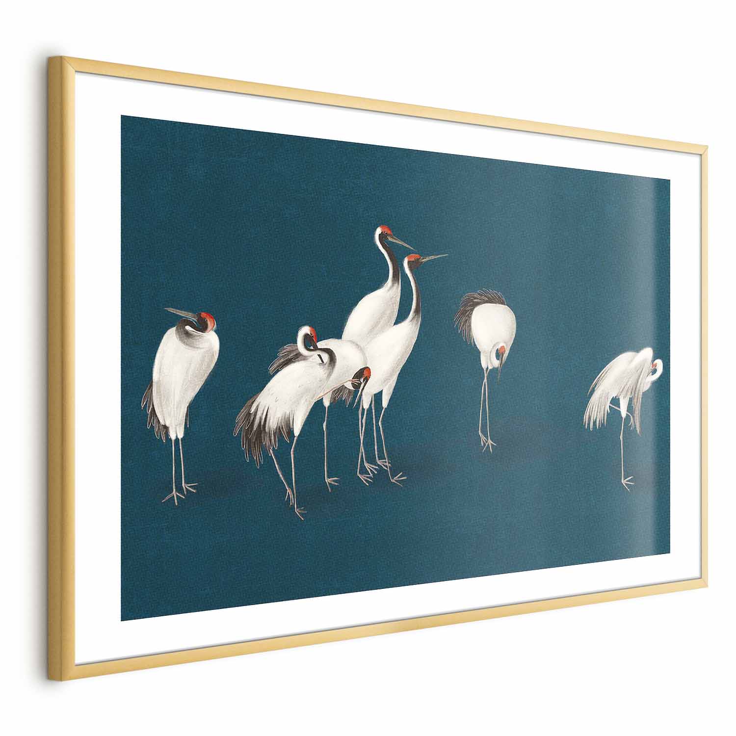 Pastel Cranes Dark Turquoise Poster