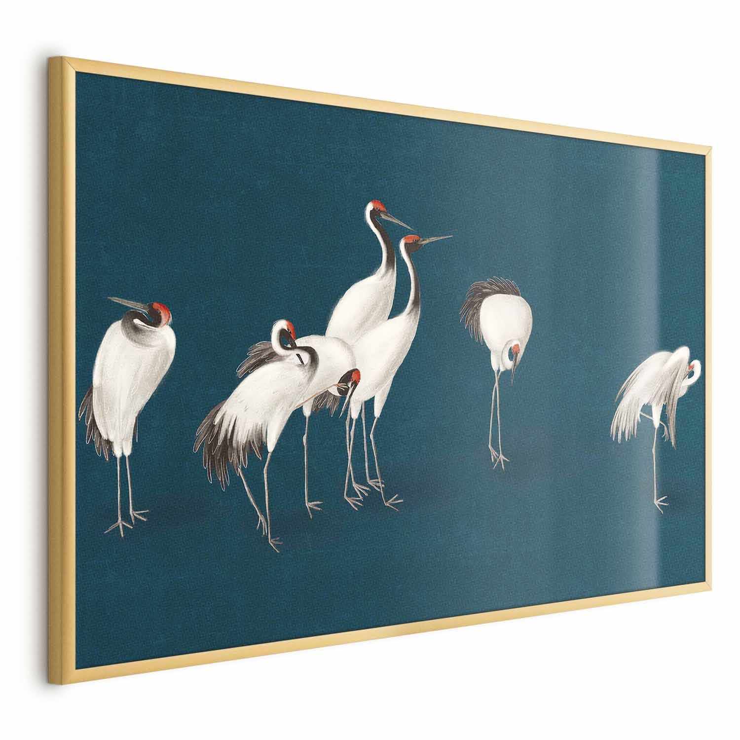 Pastel Cranes Dark Turquoise Poster