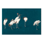 Turquoise Crane Illustration Canvas Print