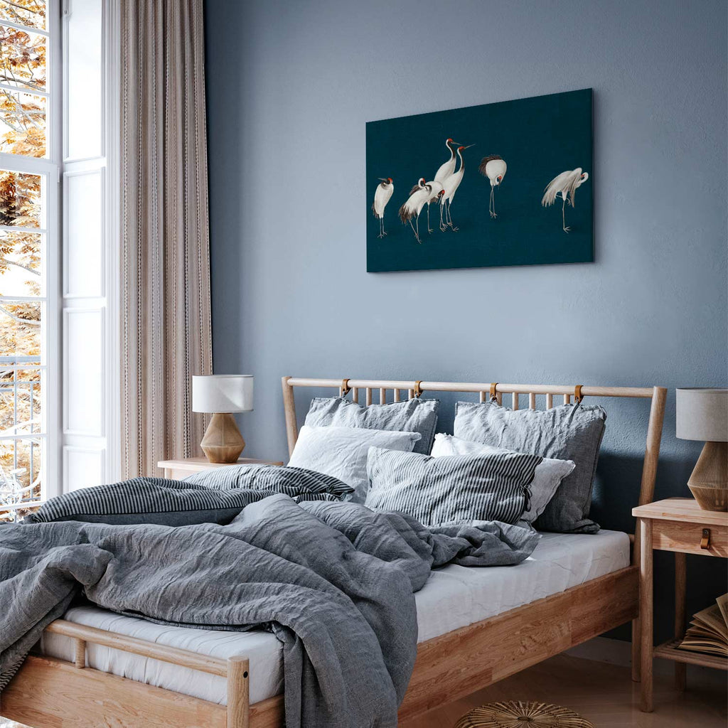 Turquoise Crane Illustration Canvas Print