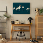 Turquoise Crane Illustration Canvas Print