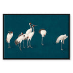Turquoise Crane Illustration Canvas Print