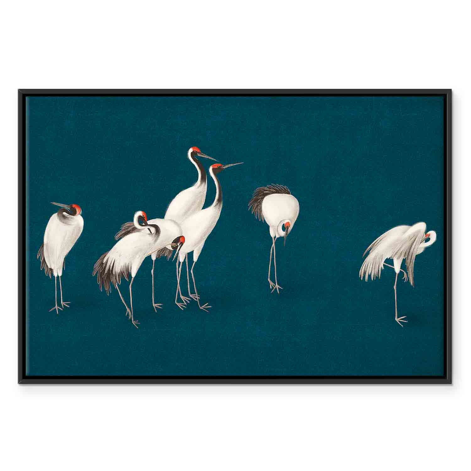 Turquoise Crane Illustration Canvas Print