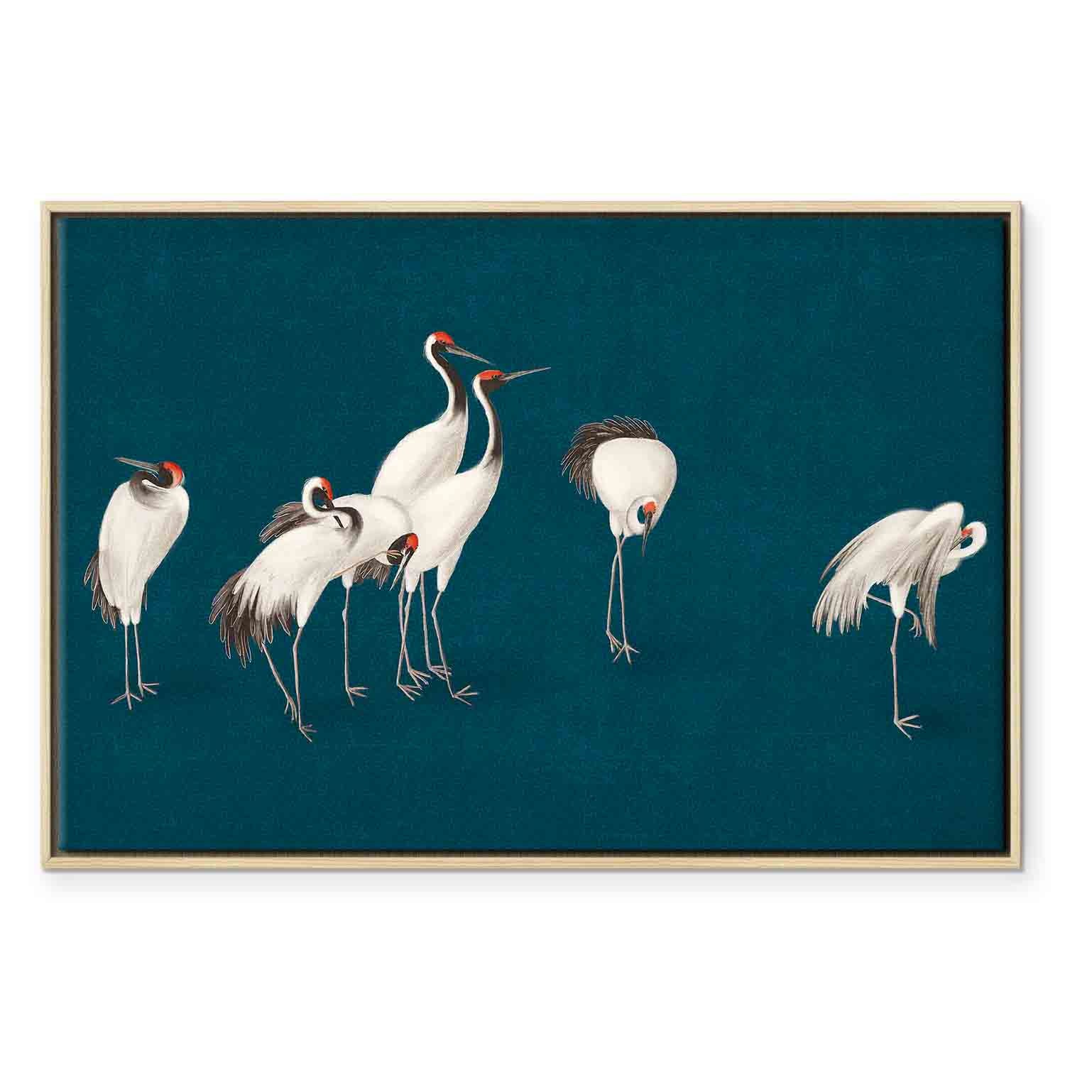Turquoise Crane Illustration Canvas Print